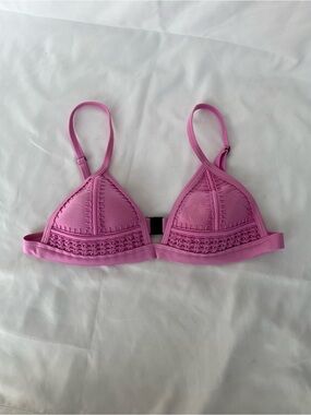 triangl swimwear Pink Crochet-Trim Triangle Bralette